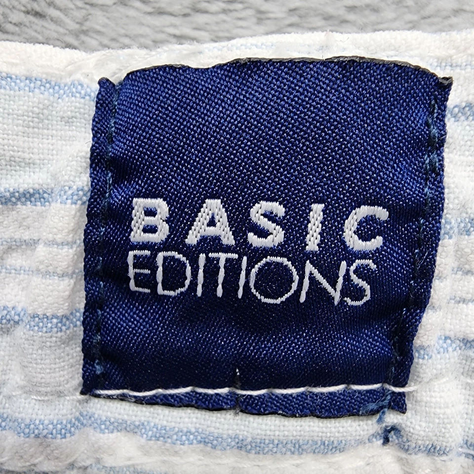 Calça Capri Vintage Anos 90 Edição Básica Feminina 14 Azul Branco Listrado Algodão Crop - Imagem 3 de 4