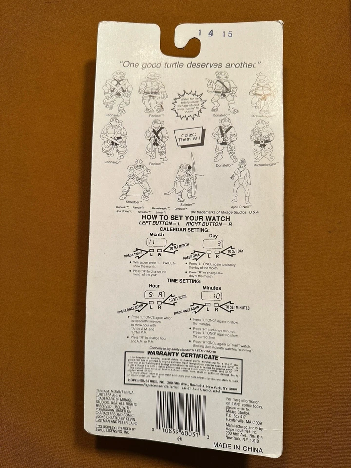 Reloj Digital Tortugas Ninja Adolescentes Mutantes Miguel Ángel Hope RARO TMNT De Colección Foto 3 de 4
