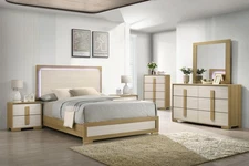 Kings Brand Furniture 6-Piece King Size Natural/White Bedroom Set