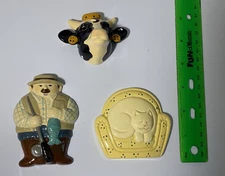 Clay Art Refrigerator Magnets, 3 Piece Magnet Set Lot