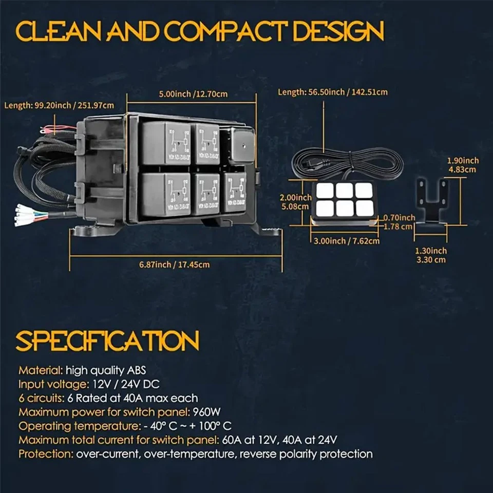 6 Gang Switch Panel LED Light Bar Circuit Control Box 12V For Car RV Boat Marine - Bild 3 von 4