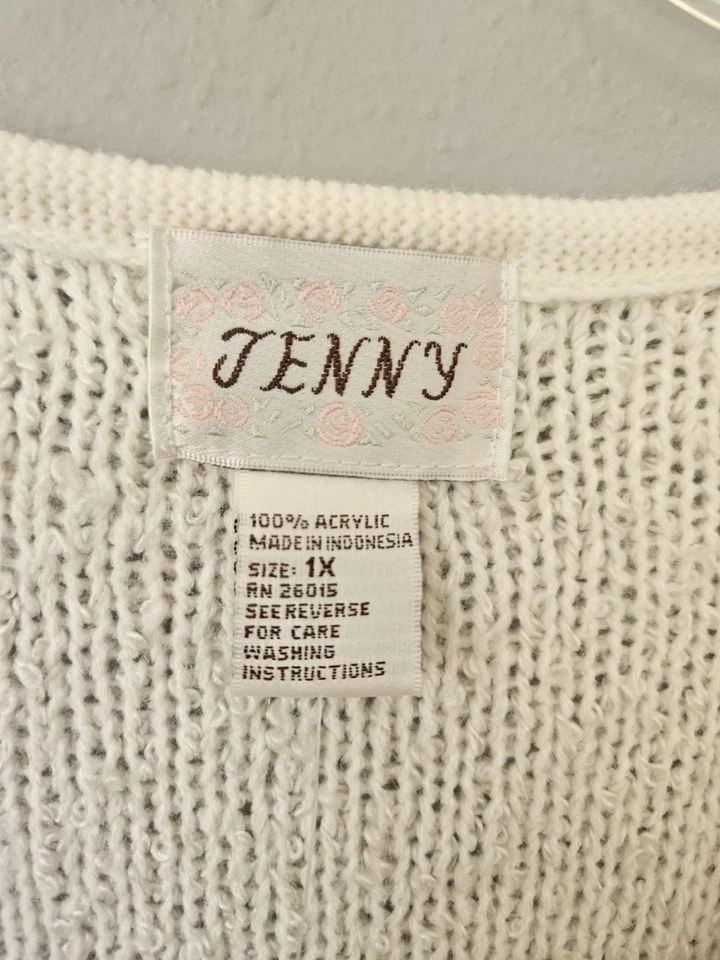Nuevo con etiquetas Cárdigan Suéter Jenny Tejido Difuso Botón Dorado Doble Bolsillo Blanco Marfil 1X Foto 2 de 4