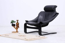 Poltrona Åke Fribytter Kroken in pelle per Nelo | Mid Century design scandinavo 1970