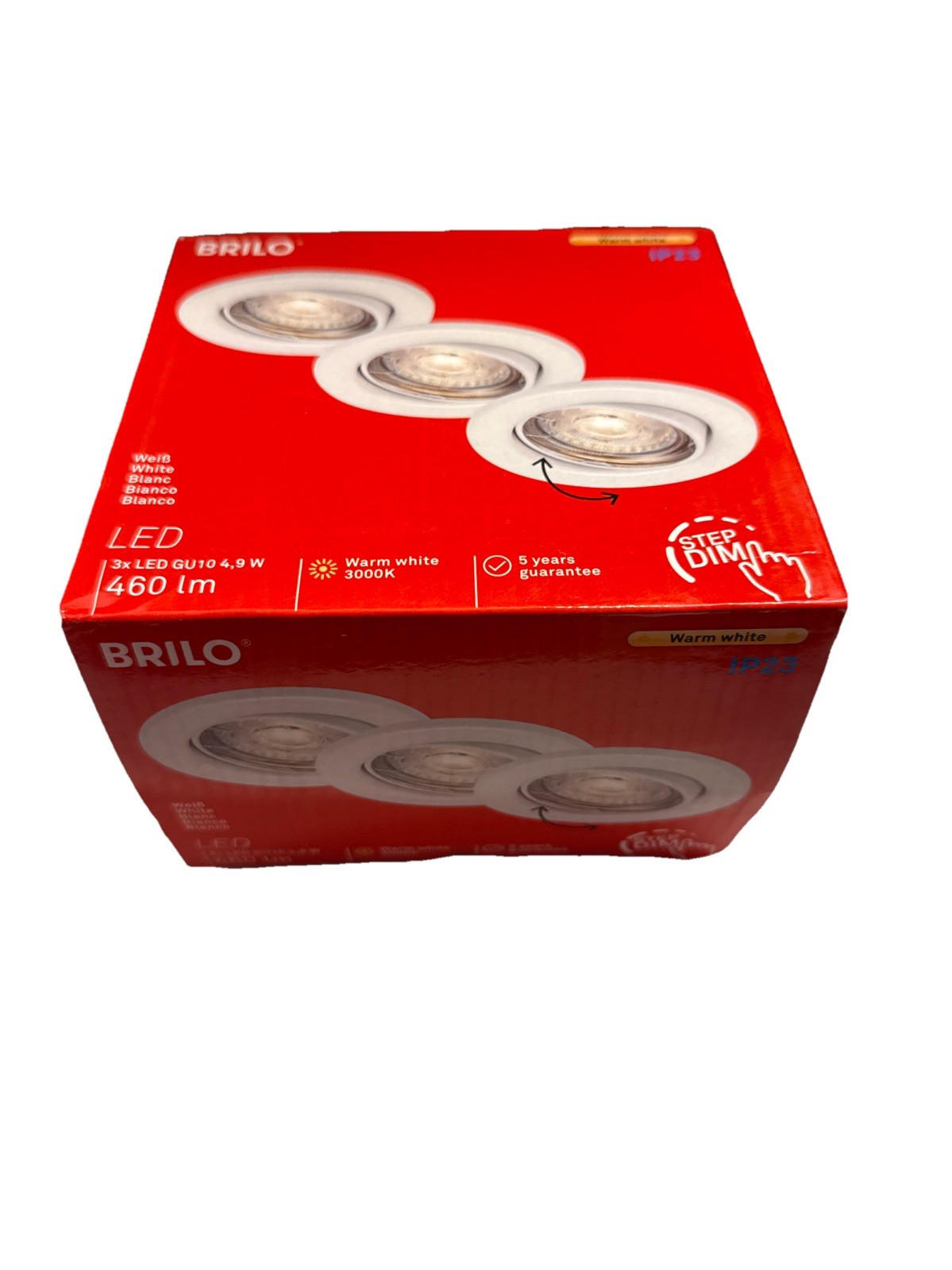 3x Briloner Einbaustrahler Weiß GU10 LED 3x 4,9W 3x 460lm 3000K St-Dimmbar Ø86mm