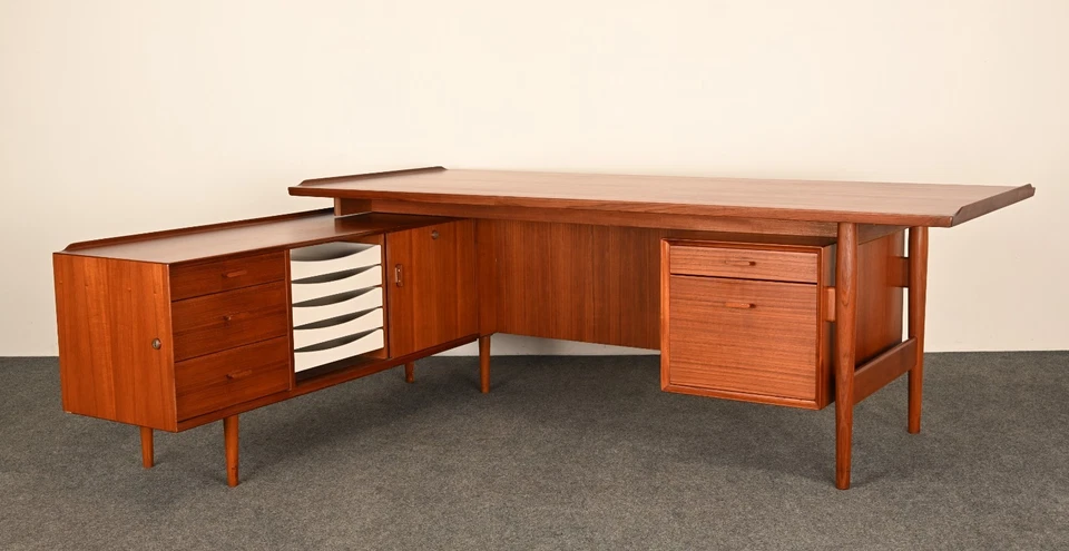 Escritorio ejecutivo de teca Arne Vodder para Sibast, 1958 Foto 2 de 4