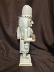White & Gold Wooden Christmas Nutcracker Figure, Holly Pattern, 12 in — photo 4