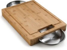 PRO Bamboo Cutting Board with Stainless Steel Bowls 70012 Naturally Cutting