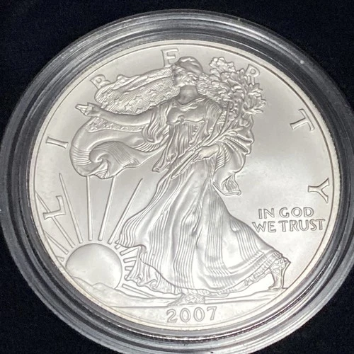2007-W American Silver Eagle Burnished 1 oz .999 US Mint OGP Box & COA