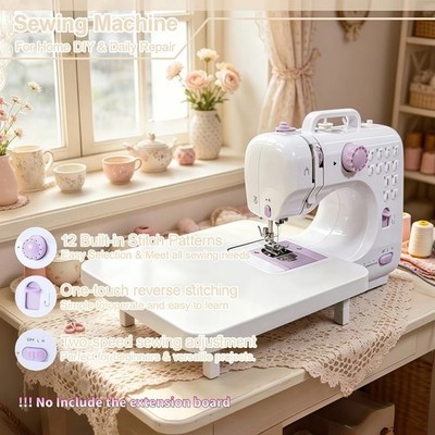 Electric Sewing Machine Portable Crafting Mending Machine 12 Built-In Stitches