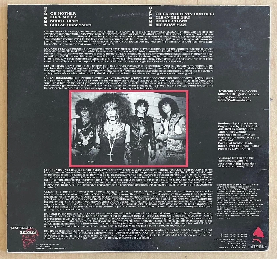 TEX AND THE HORSEHEADS 1984 Self-Titled Vinyl LP Enigma 1st Press Cowpunk L.A. - Image 2 of 4