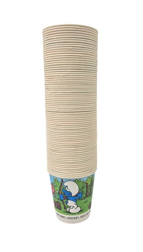 77 Vintage Smurfs at the Olympics Box of 3 oz. Dixie Paper Wax Bathroom Cups - Picture 6 of 13