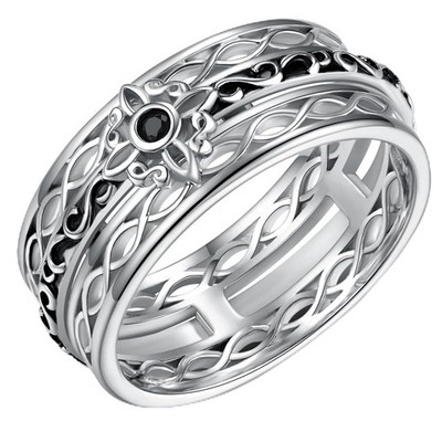 Anxiety Ring 925 Sterling Silver Spinning Witches Knot Ring Anti-anxiety Stre...