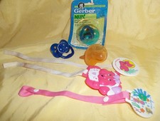 6 pc lot pacifiers and clips infant baby supply