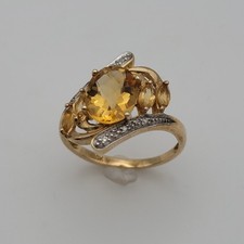 Citrinring Gelbgold 10 Karat, Ring mit Citrin...