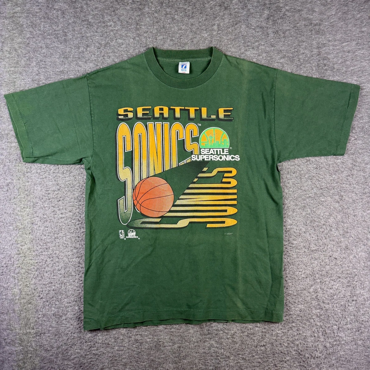 T-shirt Vintage Années 90 Seattle SuperSonics - Taille XL, Vert, Marque Tultex - Occasion Très Bon état