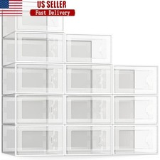 Stackable Clear Shoe Storage Boxes Dustproof Organizer W/ Ventilation 12 Pack US
