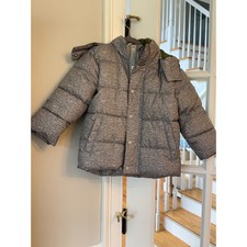 Baby Gap Toddler Boys Grey Heathered Puffer Jacket Detachable Hood 3T