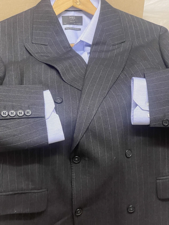 AUSTIN-REED-Lockwood2 JKT-2 piezas traje de lana peinada de doble pecho para hombre U.K44L Foto 3 de 4