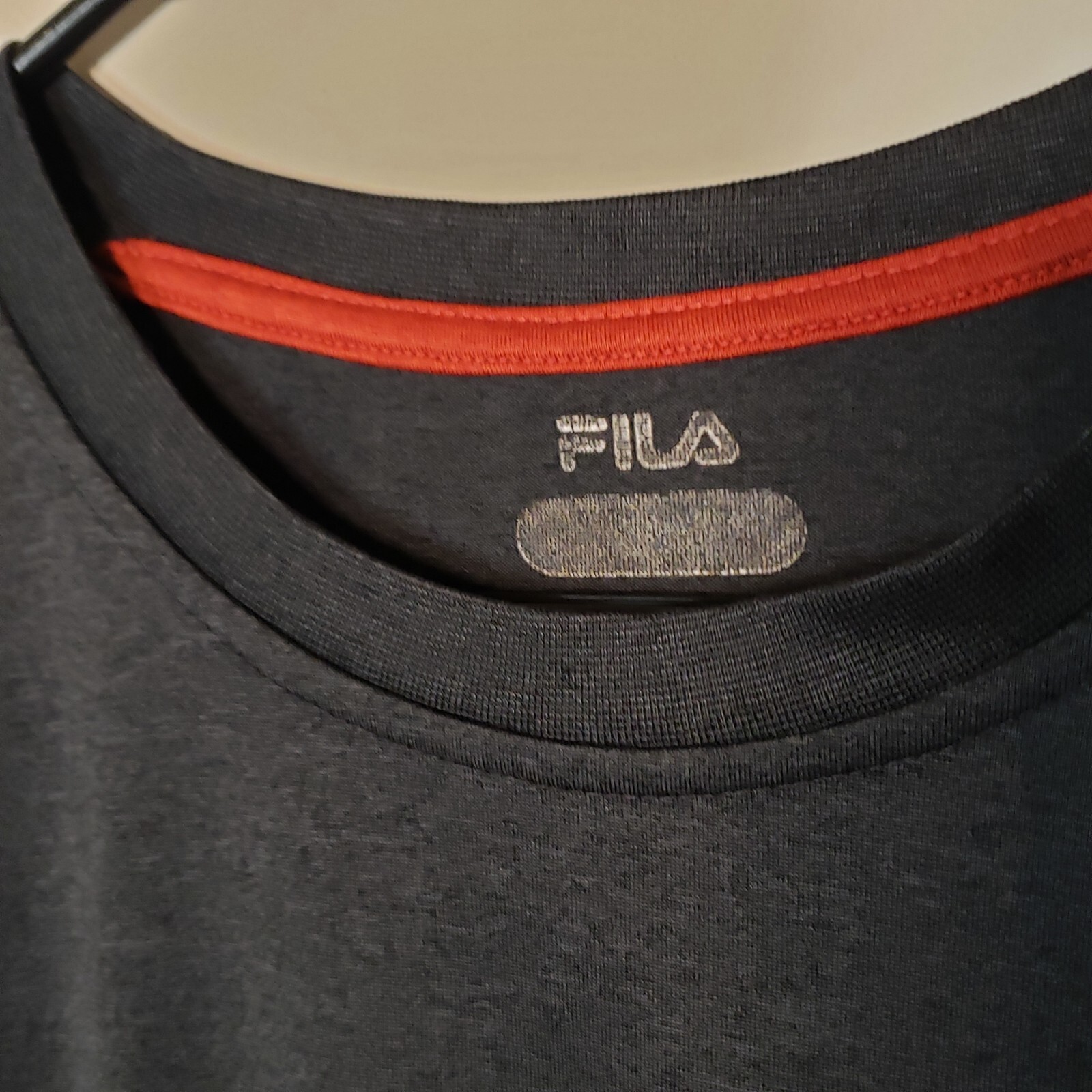 Camicia Fila poliestere spandex manica corta abbigliamento attivo uomo XL grigio scuro rosso 0295