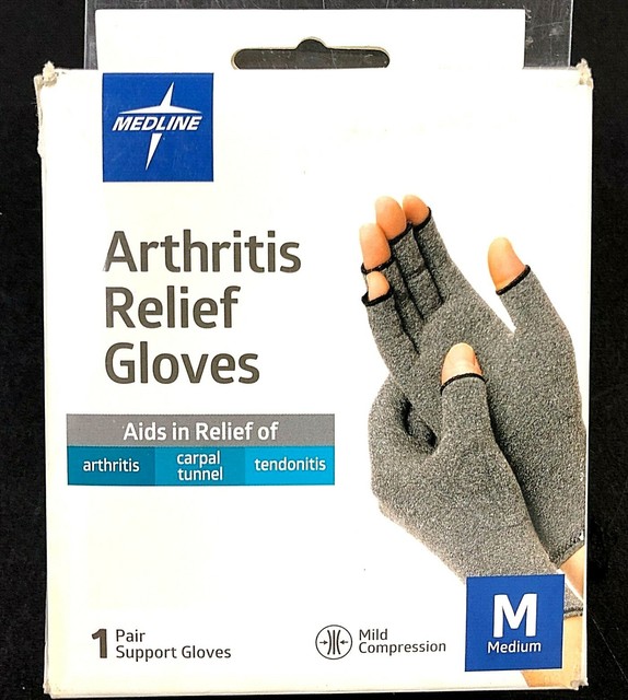 Medline Arthritis Relief Gloves Mild Compression Size Med Gray for sale
