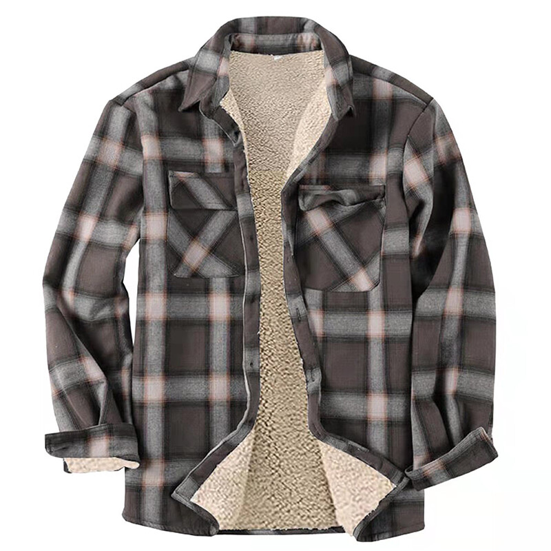 plaid sherpa lined shirt jacket