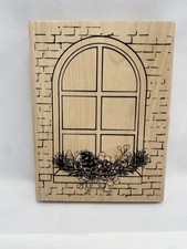 Recollections Christmas Window Jumbo Large Wood Rubber Stamp NEW
