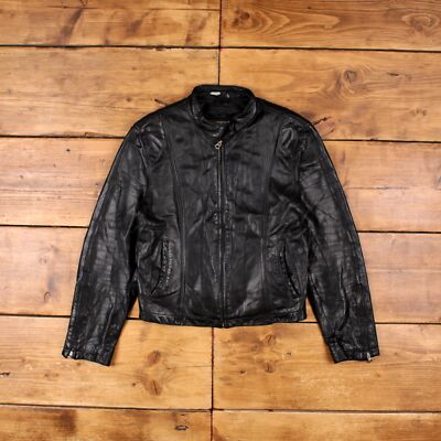 Vintage Wilsons Lederjacke M Moto Biker schwarz Damen