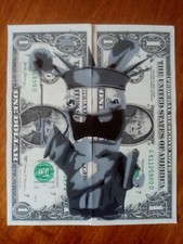 Dollar Art, Street Art "Rabbids Rabbits" By Amorce on Real Dollar No banksy.