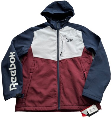 Reebok Jacket Mens Large Hooded Full Zip Logo Colorblock