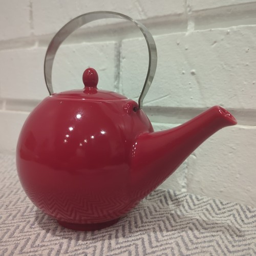 Teavana Tea House Collection Red 24 oz Teapot Round Fine Porcelain - Picture 3 of 13