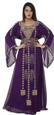 Purple Embroidered Faux Georgette Kaftan For Women Traditional And Festival Wear