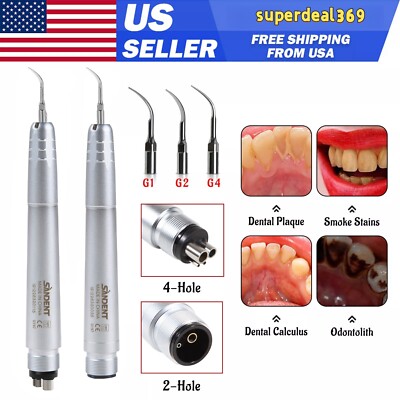 Dental Ultrasonic Air Perio Scaler Handpiece Hygienist 2/4 Holes 3 Tips de