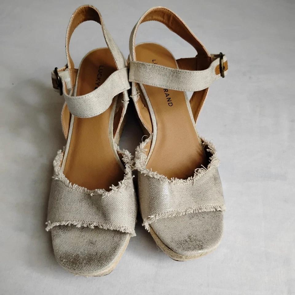 Sandalias Lucky Brand 9.5 Mindra Alpargata Cuña Playa Boho Resort Foto 3 de 4