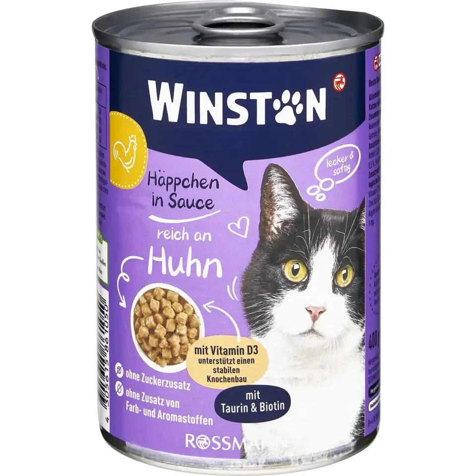 6 x 400 g | Winston Saftige Häppchen reich an Huhn ohne Zuckerzusatz mit Biotin - Bild 2 von 2