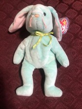 Rare Retired 1996 Ty Hippity The Bunny Beanie Baby W/Multiple Tag Body Errors