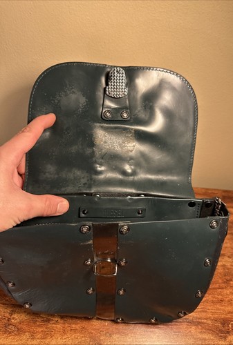 Very Rare Diesel Leather Purse Shoulder Bag Chain Strap Dark Green/Metali - Picture 6 of 14