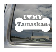I Heart Love My Tamaskan - Purebred Dog Bone Car Vinyl Decal Sticker 13977