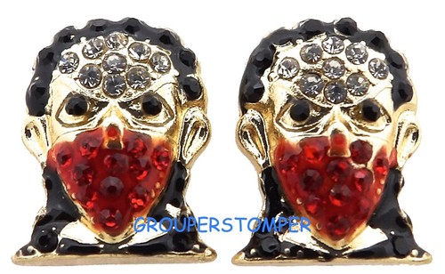 Orecchini viso maschera nuovi con strass cristallo post traforato ladro - Foto 2 di 10
