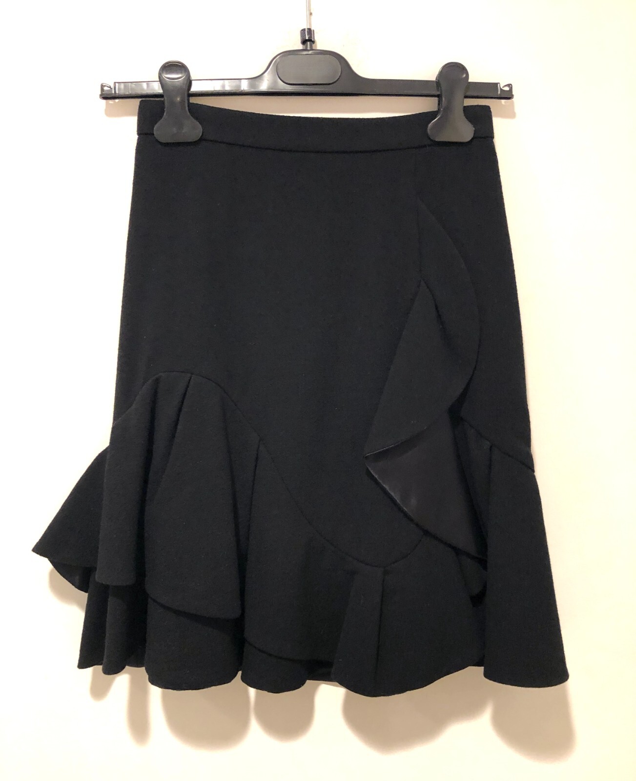 Authentic Givenchy Black Wool Ruffled Hem Skirt F… - image 1