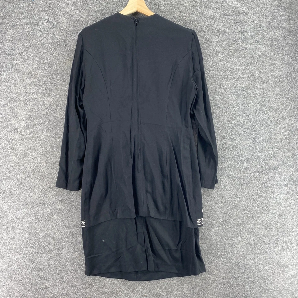 Vestido Karin Stevens Mujer 10 Negro Floral Bordado Caftán Midi Cremallera Informal Foto 2 de 4