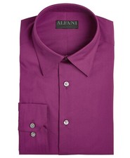 New Mens Alfani AlfaTech Slim Fit Berry Stretch Dress Shirt XL 17-17 1/2 36/37