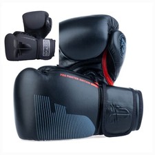 Guantes de Boxeo PRO Fighter EDITION CUERO Negro o PU 10 12 14 16 OZ Cosidos a Mano
