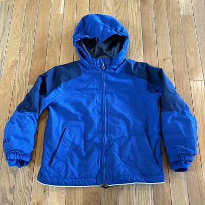 Lands End Hooded Boys 5-6 Navy Blue Winter Coat Jacket Full Zip