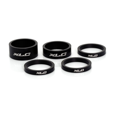 XLC AS-A02 A-Head Spacer-Set 3 x 5 mm, 1 x 10 mm, 1 x 15 mm, Ø 1 1/8'', matt/schw