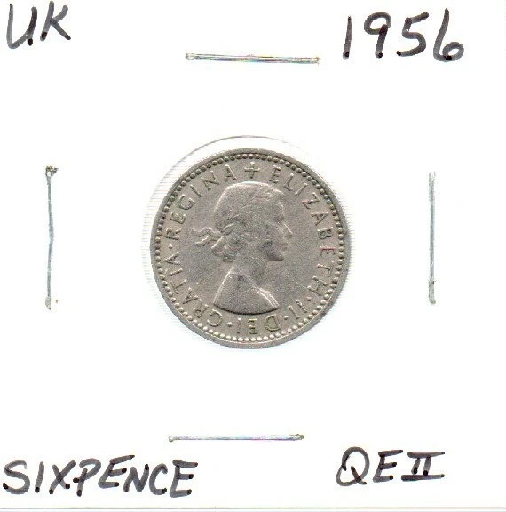 1956 UK Great Britain Queen Elizabeth II SIXPENCE as pictured - Image 3 of 4