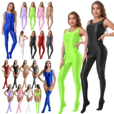 Women's Glossy Jumpsuit Tights Bodystocking Sportswear Fitness Bodysuit Swimwear