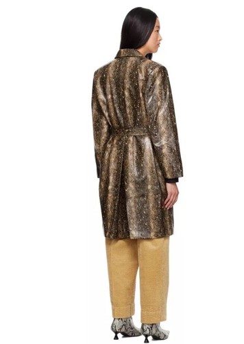 GANNI Brown Snake Faux-Leather Coat - Picture 2 of 6