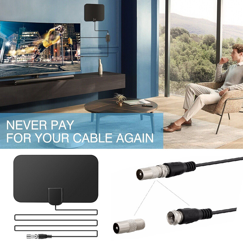 Signal Digital Booster TV Antenna DVB-T2 Indoor HD Black 3M Long
