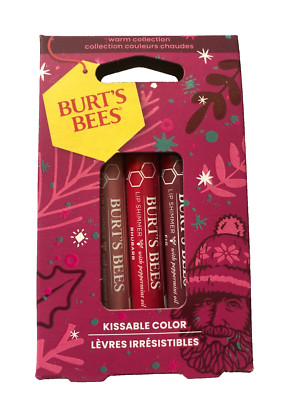 BURT´S BEES Geschenkset Kissable Color 3x Lip Shimmer 2,55 g Peony Rhubarb Fig