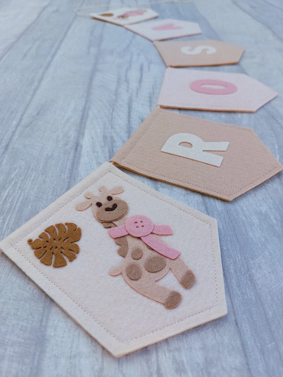 Safari bunting personalised jungle nursery neutral girls gift cake smash